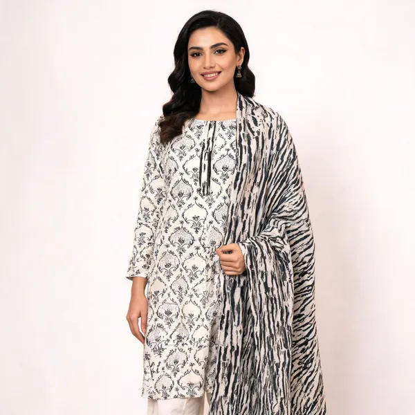 White_Black_Cotton_Straight_Unstitched_Suit_Set_For_Women