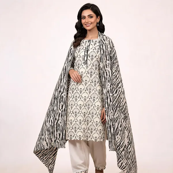 White_Black_Cotton_Straight_Unstitched_Suit_Set_For_Women