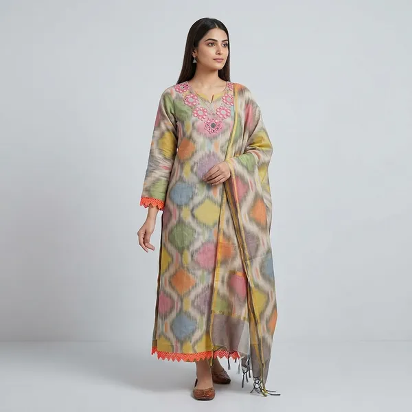 Multicolour_Pathani_Silk_Straight_Unstitched_Suit_Set_For_Women