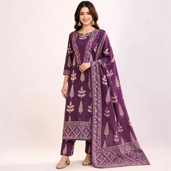 Purple_Cotton_Straight_Unstitched_Suit_Set_For_Women
