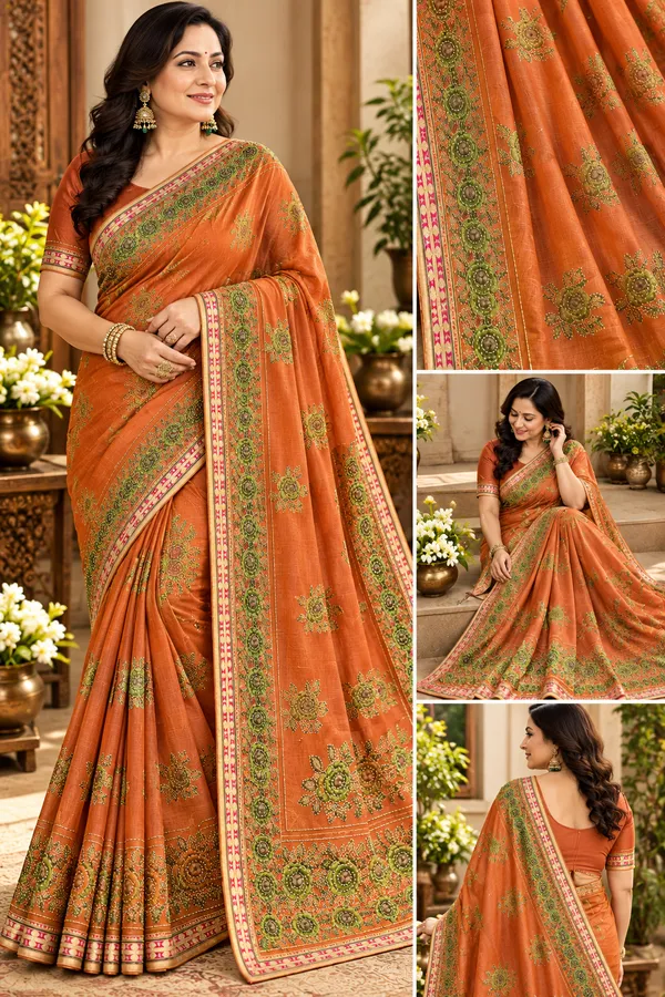 Vasudha_Rust_Printed_Saree