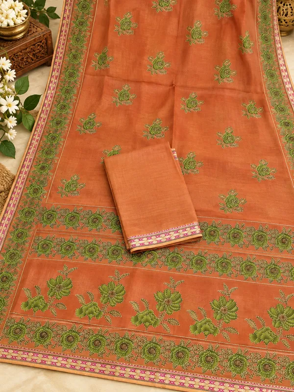 Vasudha_Rust_Printed_Saree