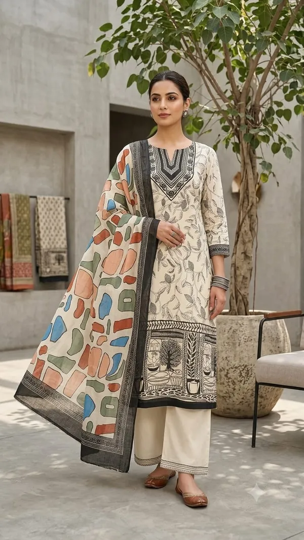 Cream_Cotton_Straight_Unstitched_Suit_Set_For_Women