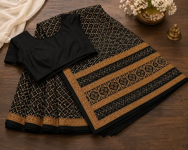 Black_Cotton_Geometric_Saree_With_Blouse