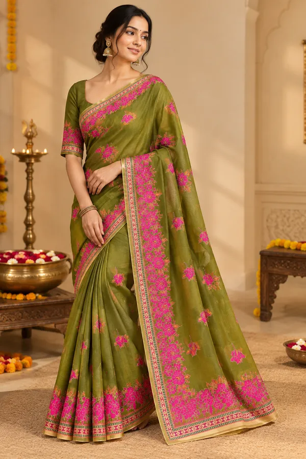Gulnaar_Olive_Royale_–_Cotton_Floral_Printed_Saree