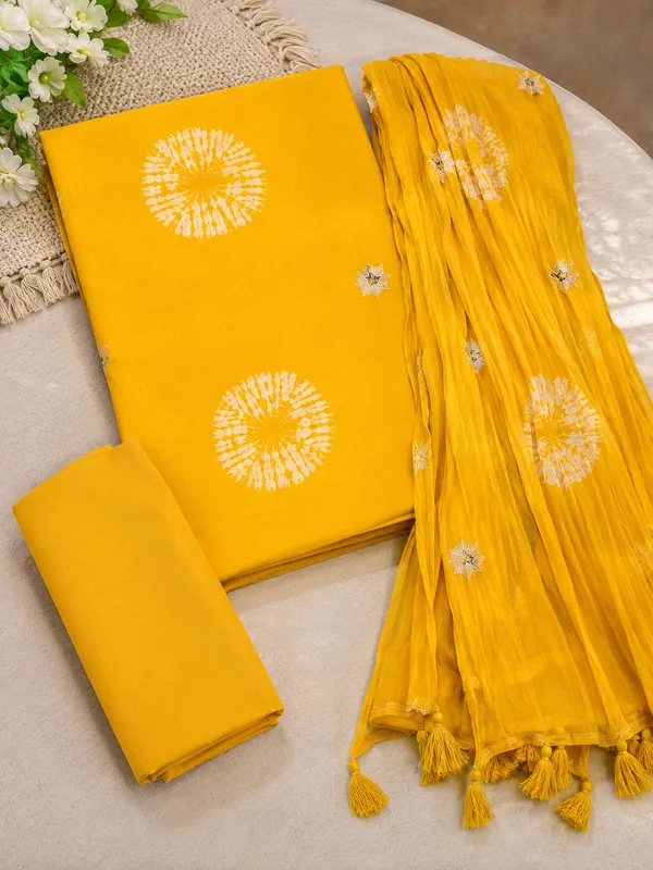 Yellow_bandhani_Unstitched_Suit_Set_big_print