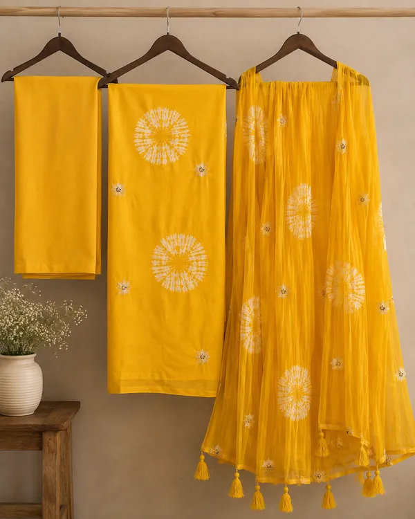 Yellow_bandhani_Unstitched_Suit_Set_big_print