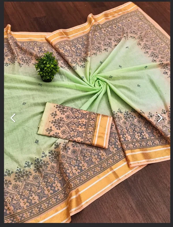 pista_green_mul_cotton_saree