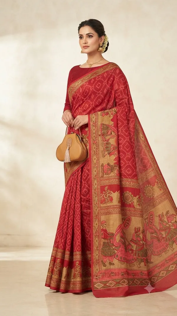 Regal_red_&_gold_printed_saree