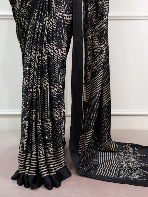 Black_color_soft_satin_silk_saree_with_geometric_print_and_mirror_work