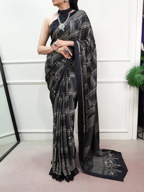Black_color_soft_satin_silk_saree_with_geometric_print_and_mirror_work