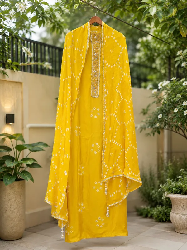 yellow_bandhani_untiched_suit_piece_set_