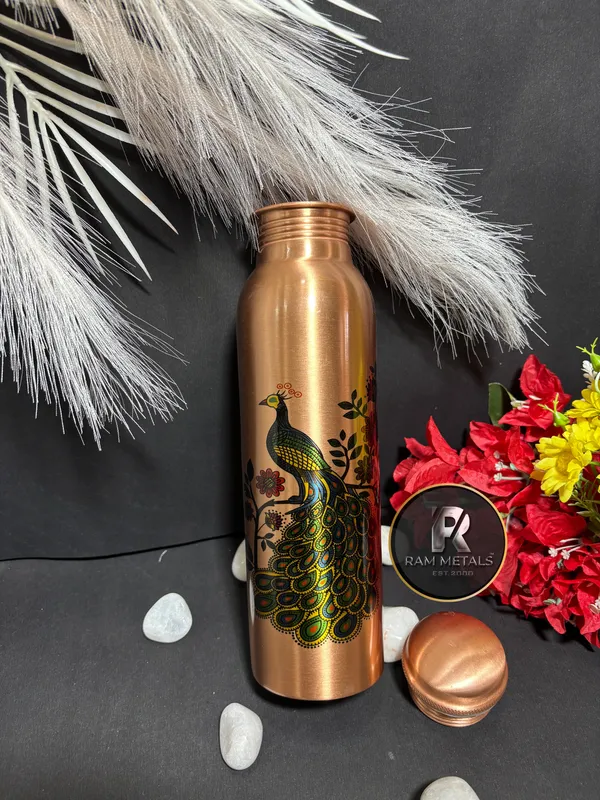 Copper_Peacock_Print_Water_Bottle