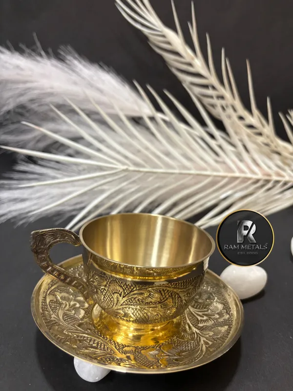 BrassTraditional_Engraved_Cup_And_Saucer_Set_of_2