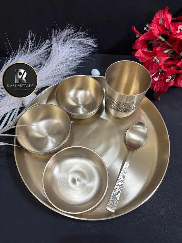 Bronze_/_kansa_12_inch_etching_traditional__Dinnerware_Set