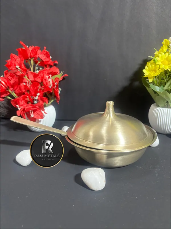 Bronze_Small_Lidded_Serving_Bowl_Set_With_Spoons_(Donga_-_Dhakkan_)