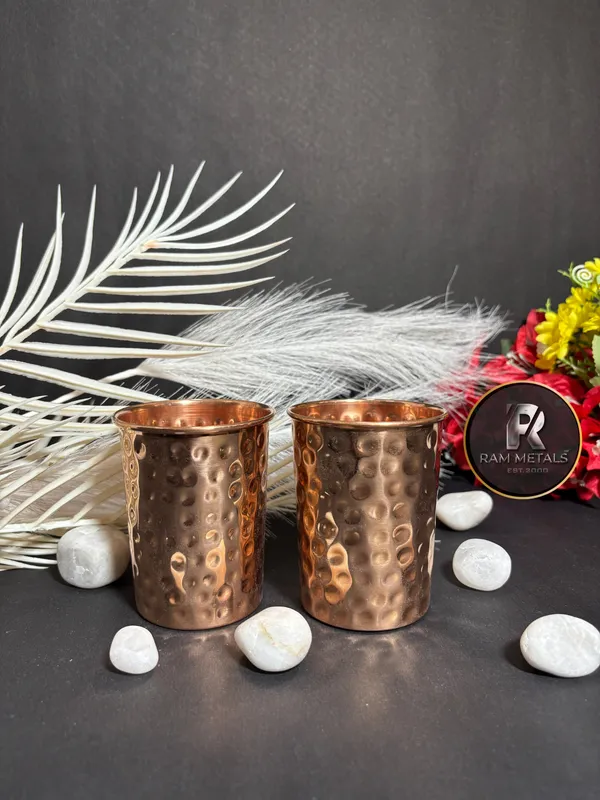 Copper_Hammered_Finish_Tumbler_Set_of_2_gift_pack