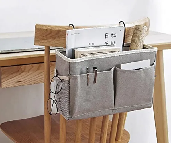 Linen_Multipurpose_Bedside_Hanging_Storage_Basket_Organizer_Grey