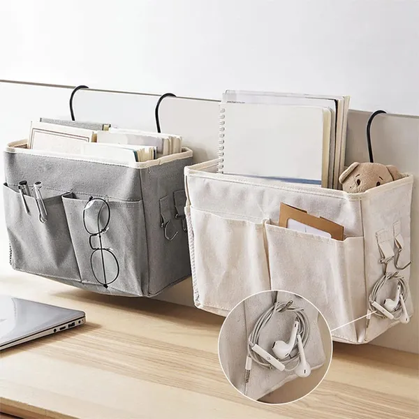 Linen_Multipurpose_Bedside_Hanging_Storage_Basket_Organizer_Grey