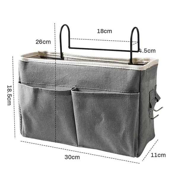 Linen_Multipurpose_Bedside_Hanging_Storage_Basket_Organizer_Grey