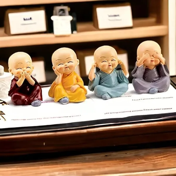 Polyresin_Multicolour_Baby_Monk_Buddha_Idol_Showpiece_Set_Of_4
