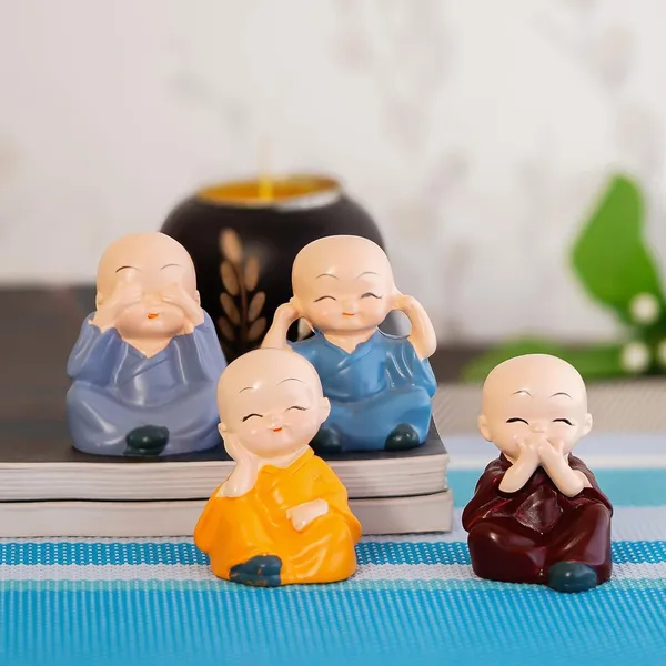 Polyresin_Multicolour_Baby_Monk_Buddha_Idol_Showpiece_Set_Of_4