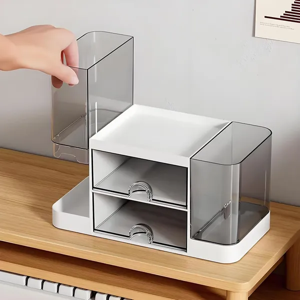 Plastic_Transparent_4-Slot_Desk_Organizer_With_2_Side_Drawers