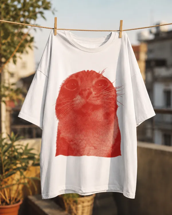 White_Cat_Graphic_Print_Cotton_Blend_180_Gsm_Oversize_Fit_T_Shirt_For_Unisex