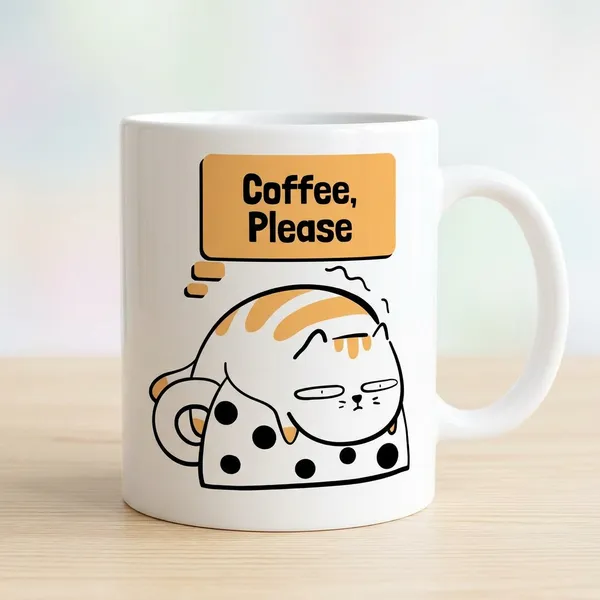White_Coffee_Cat_Print_Mug