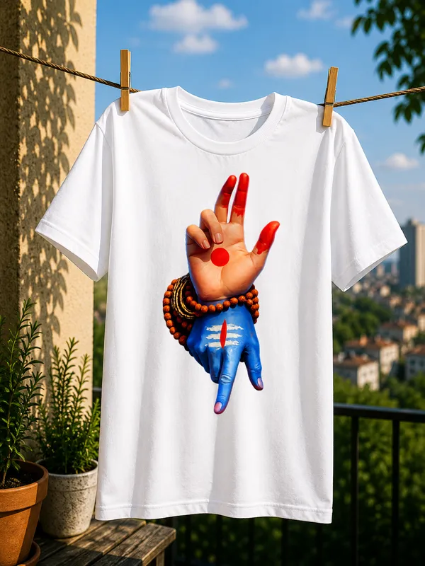 White_Graphic_Print_Regular_Fit_Pollycotton_200_Gsm_Regular_Fit_T_Shirt_For_Unisex
