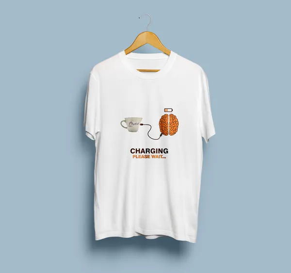White_Graphic_Print_Crew_Neck_Pollycotton_200_Gsm_Regular_Fit_T_Shirt_For_Unisex