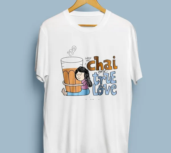 White_Graphic_Print_Crew_Neck_Pollycotton_200_Gsm_Regular_Fit_T_Shirt