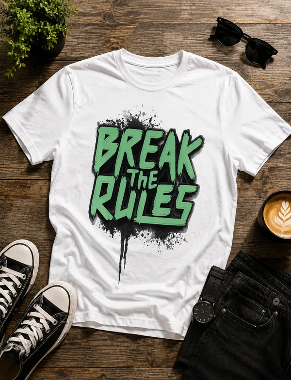 White_Graphic_Print_Crew_Neck_Pollycotton_200_Gsm_Regular_Fit_T_Shirt_For_Unisex