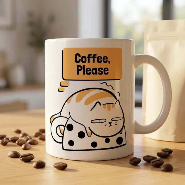 White_Coffee_Cat_Print_Mug