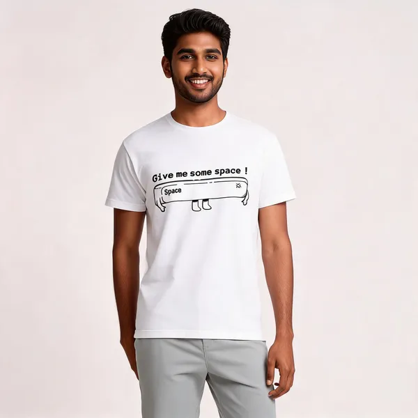 White_Graphic_Print_Crew_Neck_Pollycotton_200_Gsm_Regular_Fit_T_Shirt_For_Unisex