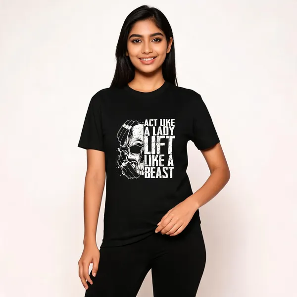 Black_Graphic_Pollycotton_200_Gsm_Regular_Fit_T_Shirt_For_Women