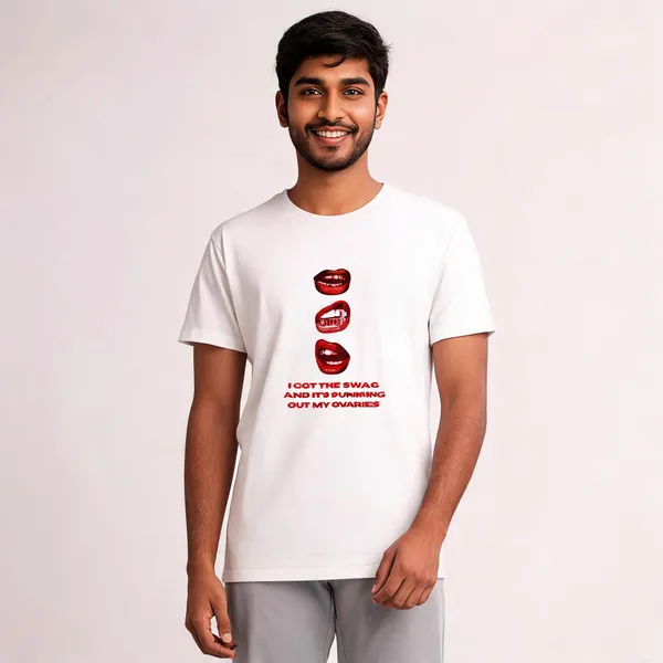 White_Graphic_Print_Crew_Neck_Pollycotton_200_Gsm_Regular_Fit_T_Shirt_For_Everyone