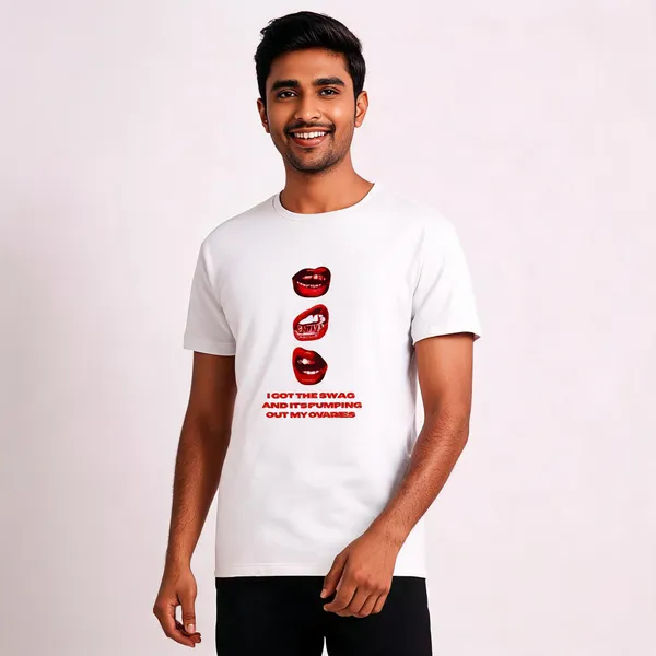 White_Graphic_Print_Crew_Neck_Pollycotton_200_Gsm_Regular_Fit_T_Shirt_For_Everyone