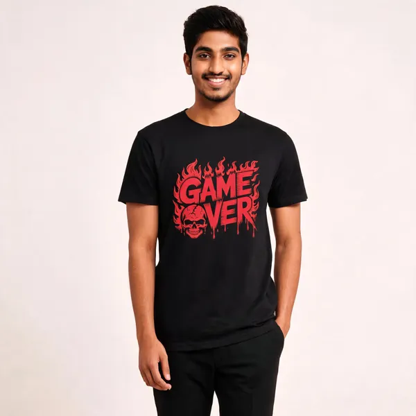 Black_Graphic_Crew_Neck_Pollycotton_200_Gsm_Regular_Fit_T_Shirt_For_Unisex