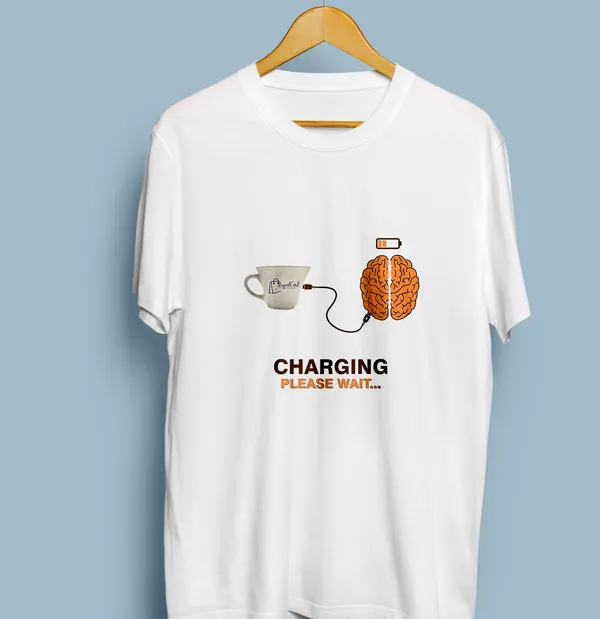 White_Graphic_Print_Crew_Neck_Pollycotton_200_Gsm_Regular_Fit_T_Shirt_For_Unisex