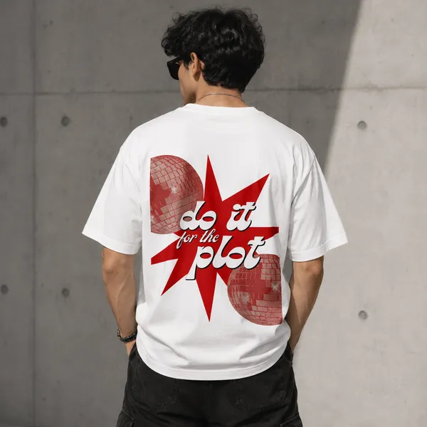 White_Graphic_Print_Crew_Neck_Pollycotton_200_Gsm_Regular_Fit_T_Shirt_For_Unisex