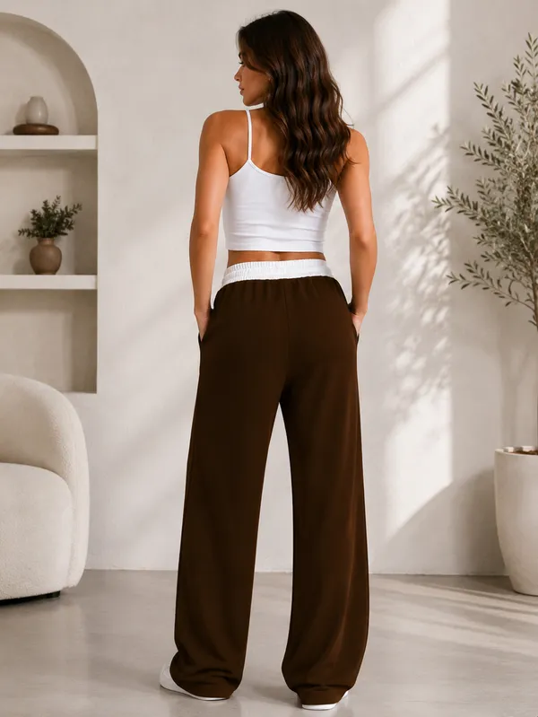 Brown_Cotton_Premium_Drawstring_Pants_For_Women