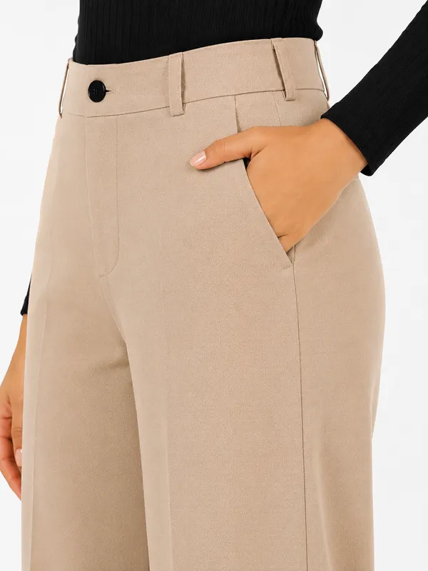 Cream_Polyester_Premium_Trouser_&_Pant_For_Women