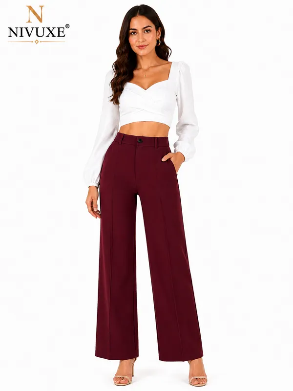 Burgundy_Polyester_Premium_Trouser_&_Pant_For_Women