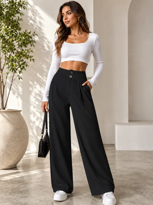 Black_Polyester_Premium_Pants_For_Women