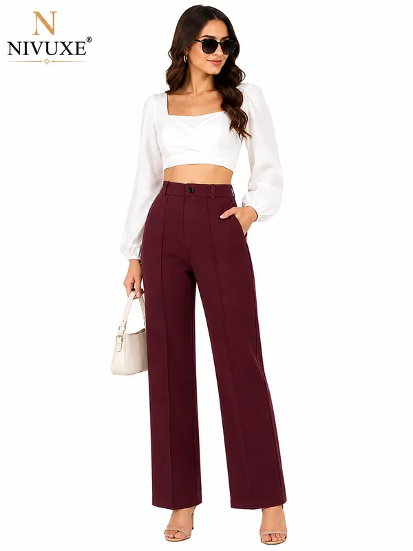 Burgundy_Polyester_Premium_Trouser_&_Pant_For_Women