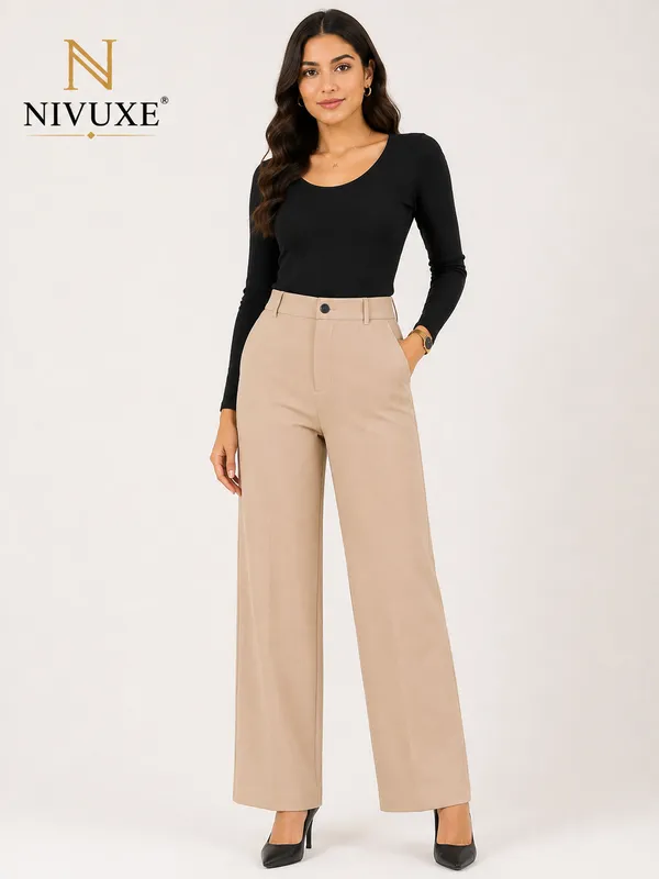Cream_Polyester_Premium_Trouser_&_Pant_For_Women