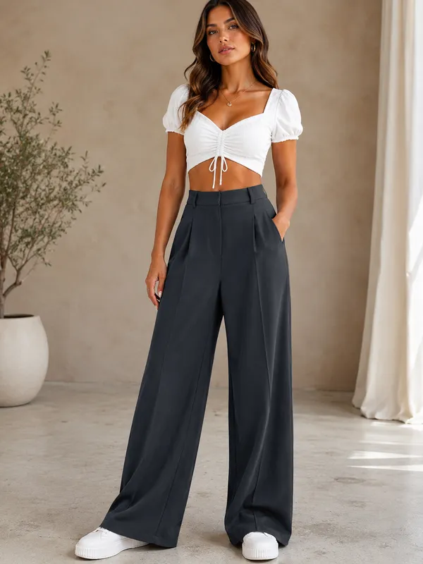 Grey_Polyester_Premium_Pant_For_Women