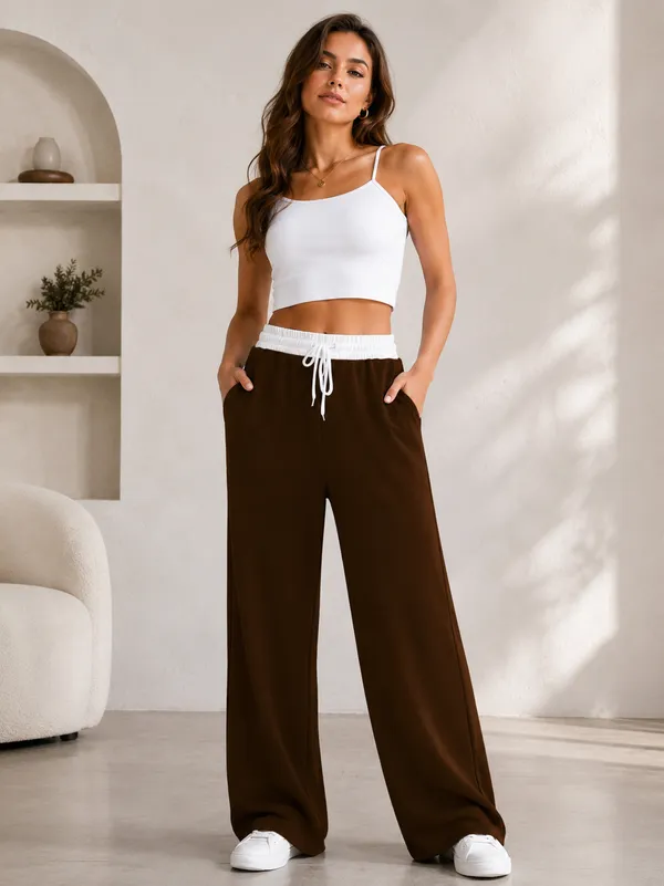 Brown_Cotton_Premium_Drawstring_Pants_For_Women