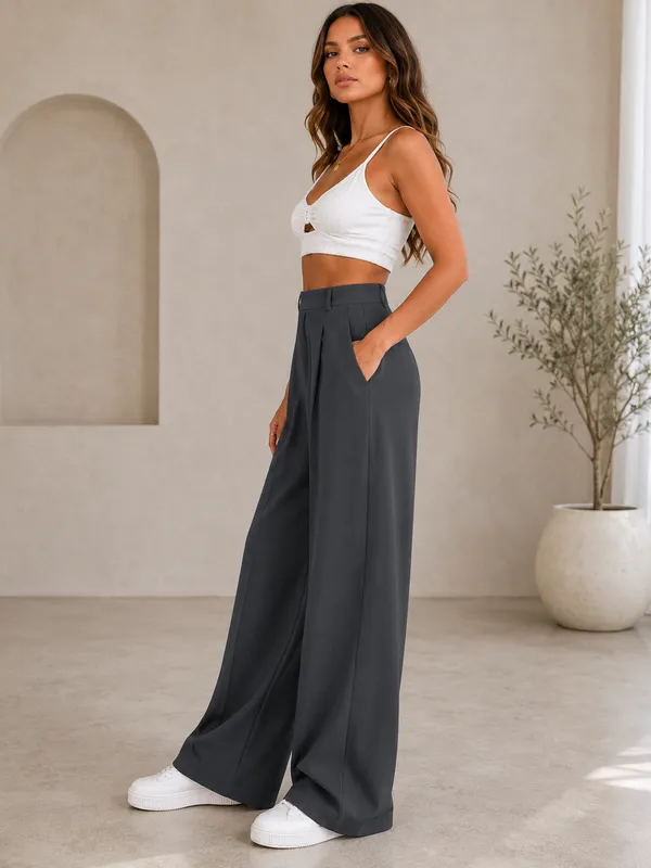 Grey_Polyester_Premium_Pant_For_Women